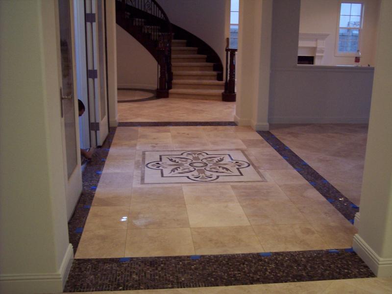 Medallion and travertine floor